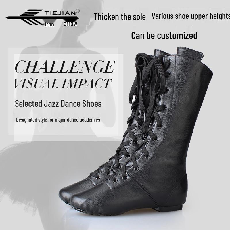 Zapatos de Jazz Suela Blanda PU para Niños y Adultos - Zapatos de Ballet de Cuero Negros para Niñas