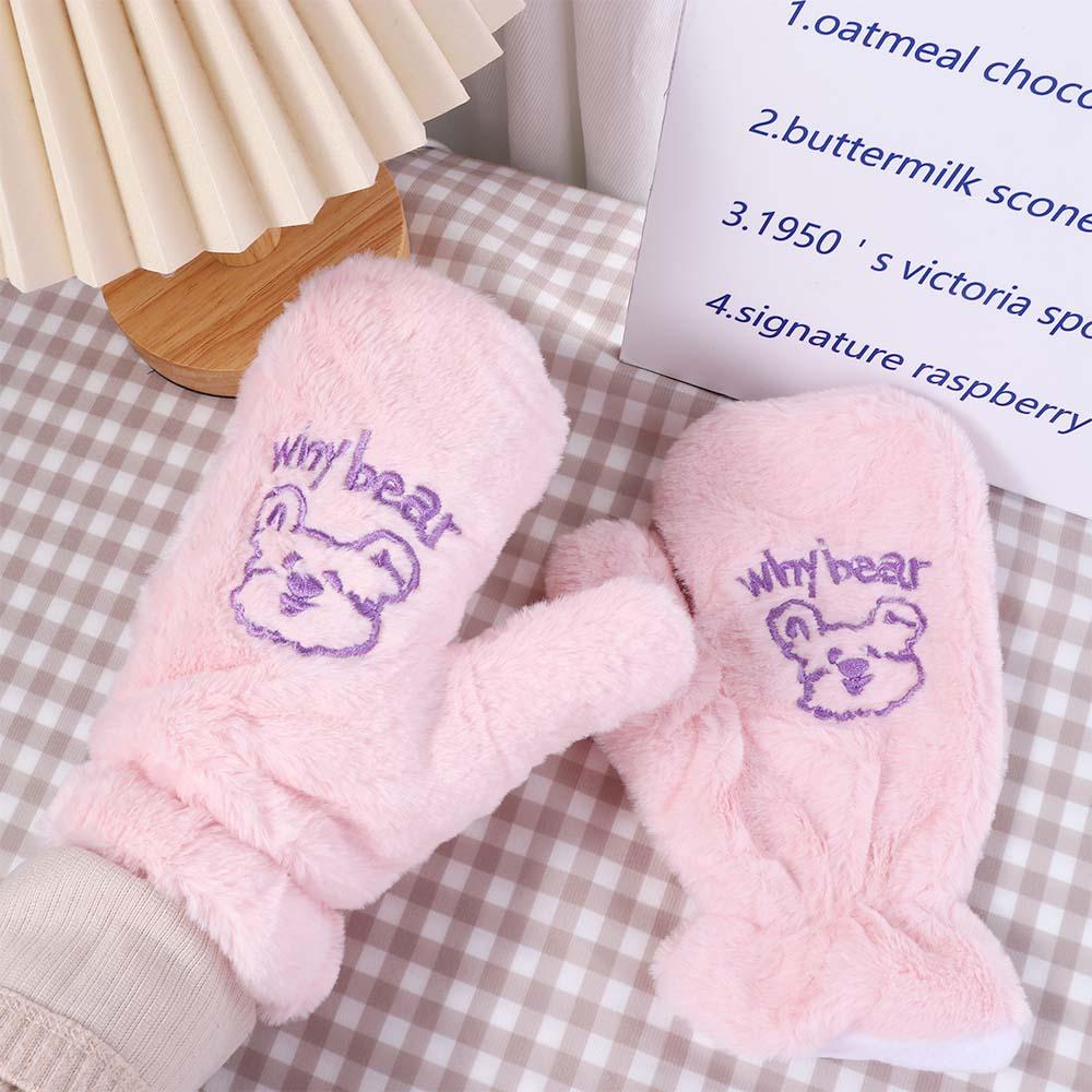 Süße Winter Mädchen Cartoon Frauen Vollfinger Bärenhandschuhe Warme Fäustlinge Plüschhandschuhe