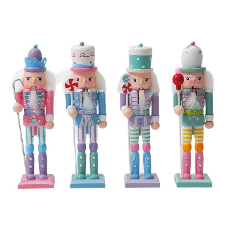 1pcs Colorful Macaron Puppet Figurine Wooden Christmas Ornament Gift for Friends Home Decor Festive Decorative Accessory