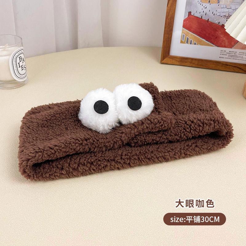Cute Big Eyes Headband Female Face Wash Mask Headband Autumn And Winter Plush Hair Band Soft Waxy Confinement Headband Headband Headdress