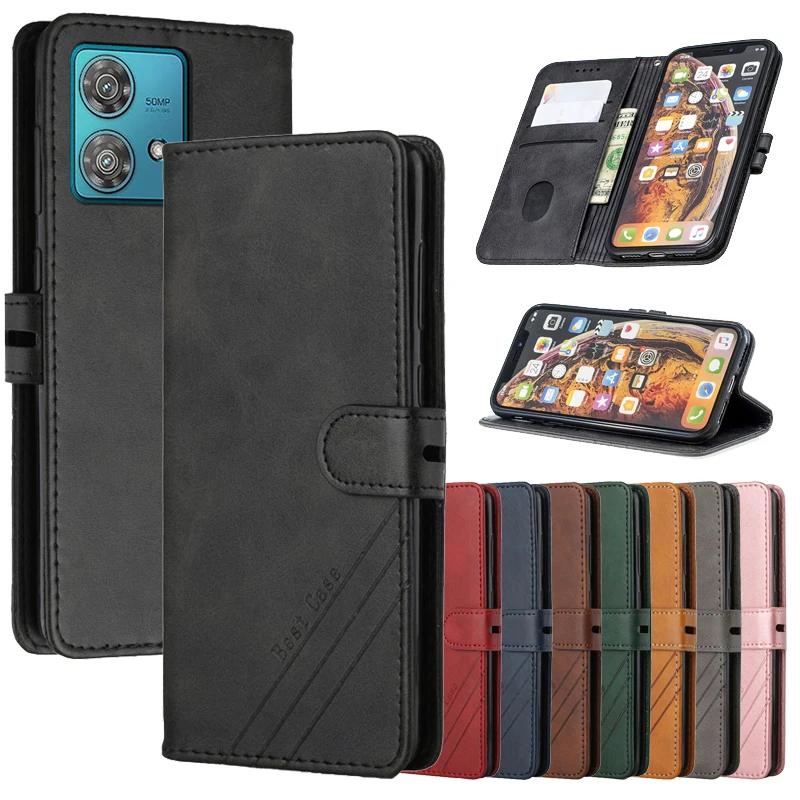 Leather Flip Case on For Motorola Edge 40 Neo Moto G Power Play 2024 Stylus 5G 2023 Magnetic Cases Stand Wallet Phone Cover Capa