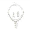 3pcs Zircon Necklace Set for Women Light Luxury Euro Versatile Layering Chains Sweater Bone Lock Alloy Bridal Zircon Set