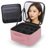LEAKOKUA Makeup Box Height Increase Mirror Pouch Large Capacity Cosmetic Professional Storage Case Portable Small Item Holder (03.pink) Beauty