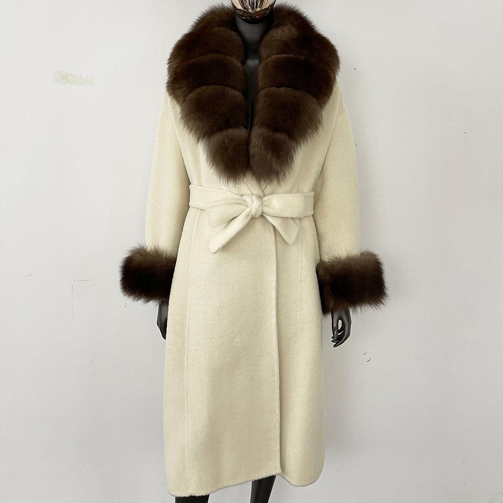 OFTBUY Wool Coat Women 2024 Autumn Winter Real Fox Fur Jacket Female Long Warm Natural Fox Fur Collar Fur Cuffs Coat Woolen Coat