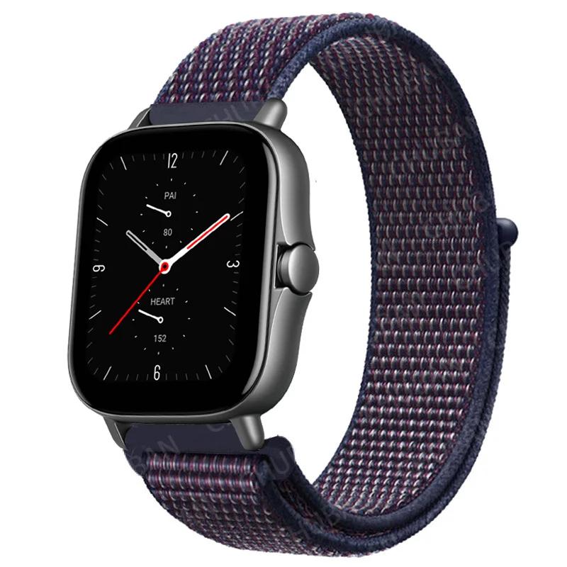 20mm/22mm Nylon Loop watch band For Amazfit GTS/4/2e/3/GTS2 Mini/GTR 4/3 pro/47mm/GTR2/2e/stratos Bracelet Amazfit bip-u strap