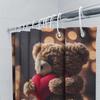 Cute Teddy Bear with Heart Shower Curtain | Cozy and Romantic Bathroom Decor