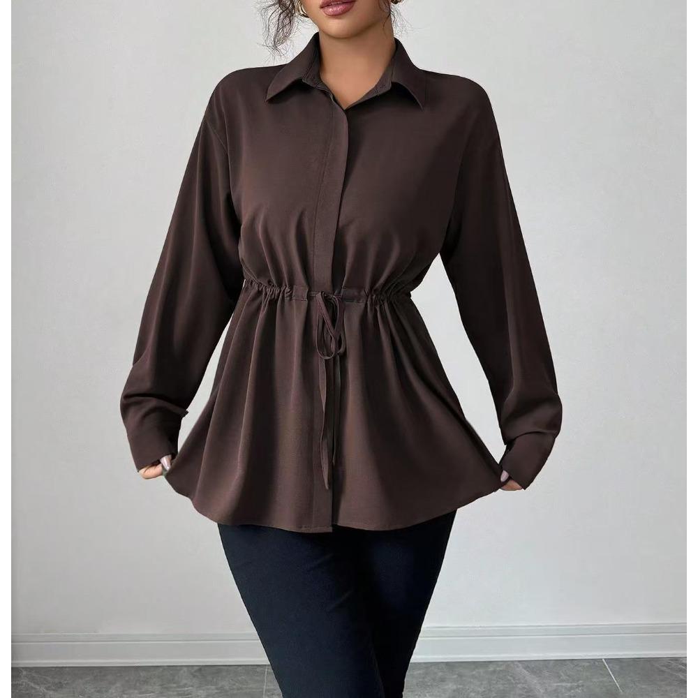 A New Solid-color Casual Long-sleeved Shirt for Elegant Ladies