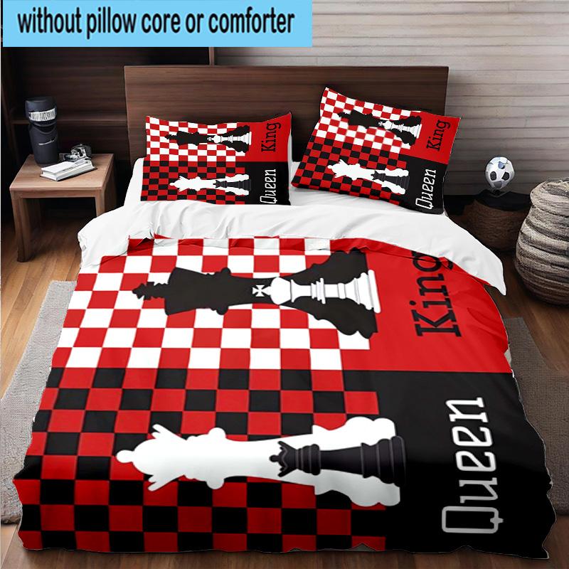 Chess Opening Strategy 3pcs Bedding,Including 1pc Duvet Cover And 2pcs Pillowcases Perfect for Christmas,Ideal for Bedroom, Dormitory