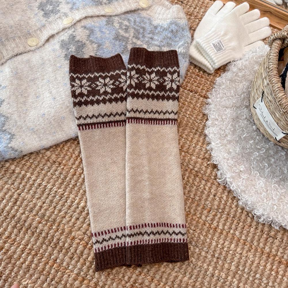 Wool Blend Calf Socks Fair Isle Sock Cuffs Warm Keeping Slouch Socks Autumn Winter