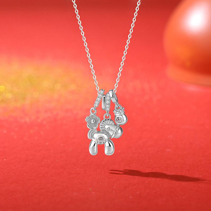 Tichiya S925 Sterling Silver Zodiac Horse Necklace - Women s Luxury Collarbone Chain 925 Sterling Silver