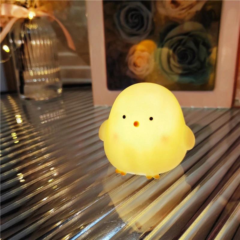 Cute Chick Night Light Soft Warm Glow Bedside Sleeping Lamp Lovely Cartoon Room Decor Perfect Birthday Christmas Holiday Gift