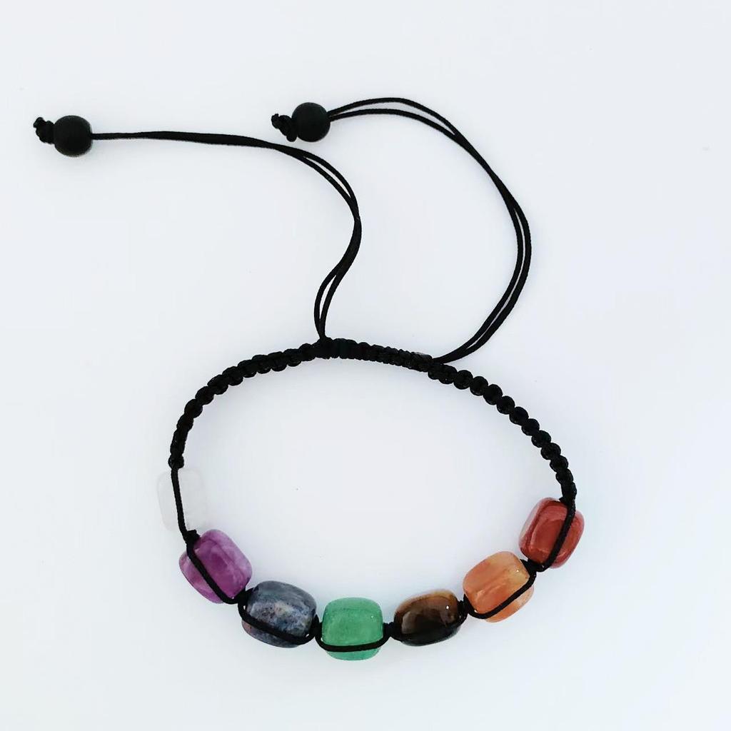 Exotic Seven-Color Crystal Woven Bracelet: Handmade Irregular Beaded Yoga Energy Bangle
