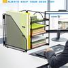 Bureau Papier Bestand Tray Organiser 5-Laags Metalen Bestand Brief Tray Met Boekenrek Ruimtebesparende Document Organiser Voor Kantoor