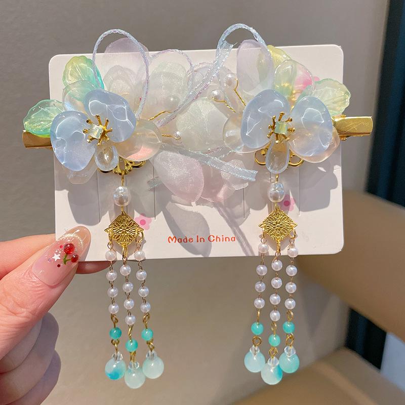 Chinese Style Hanfu Hairpin Set for Girls - Includes Hair Clips, Swaying Tassels, and Butterfly Accessories