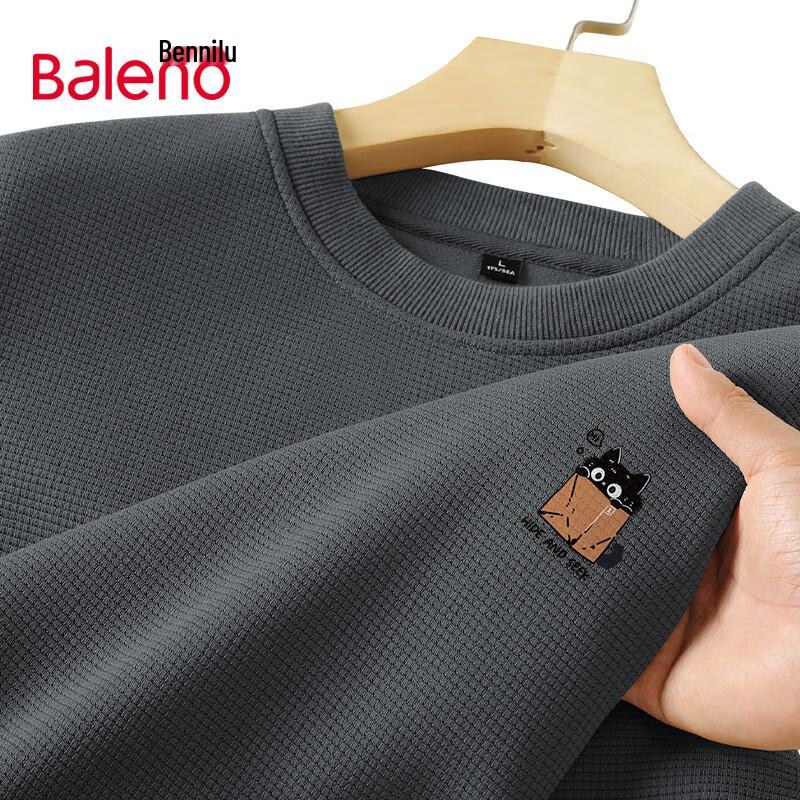 Baleno Men's Heavyweight Waffle Knit Sweatshirt with JPB Black Cat Print