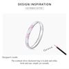 Bamoer 925 Sterling Silver Simple Check Ring Size 6 7 8 9 for Women Light Pink & White Color Ring Fine Jewelry Wedding Gift