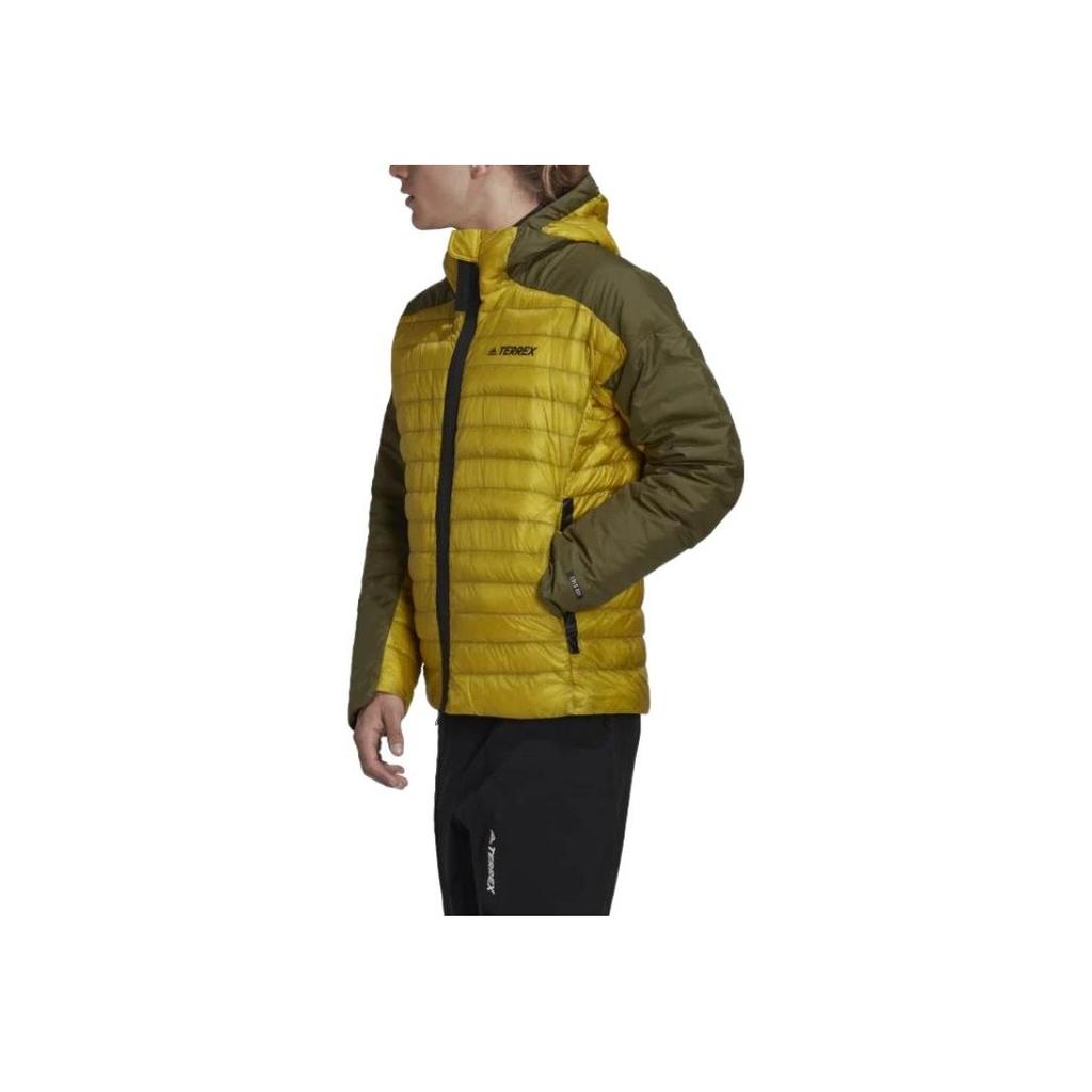 Adidas Colorblock Letter Logo Print Quilted Zip Hoodie Jacket Men Outerwear Pulse-Olive HH9215