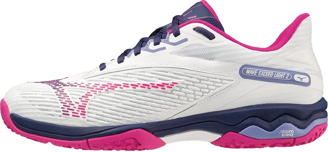 

Теннисные туфли Wave Exceedrite 2 OC см 2E [Mizuno] Белый/Темно-синий/Розовый 23.5