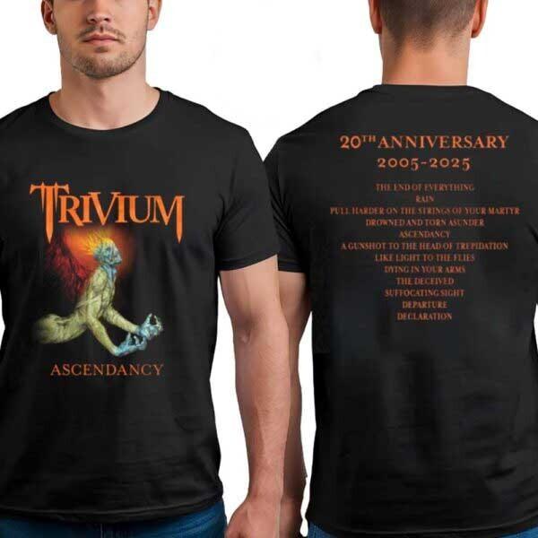 Trivium Band Ascendancy 20th Anniversary Tee 2005-2026 Two Sides Unisex T-Shirt XL