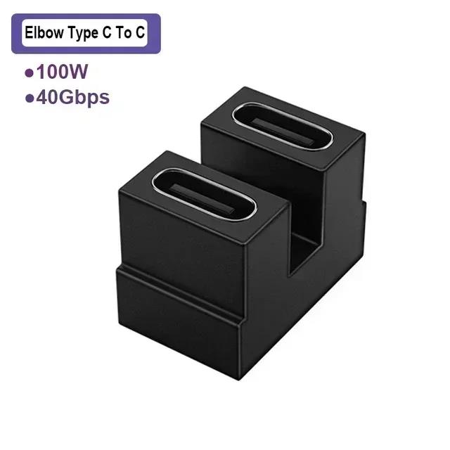 USB4.0 40Gbps Adapter USB C Male To Female 90 Degree 100W Fast Charging Data Converter for Laptop Tablet Phone Accessories 3