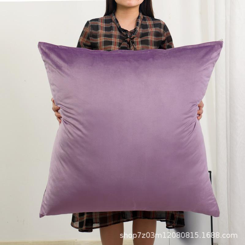 Soft Velvet Large Square Pillow Cover Sofa Cushion Living Room Back Bedside Cushions Case Protector Solid Color 80x80CM