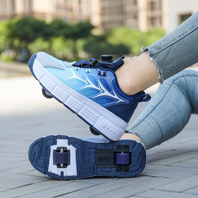 

2 in 1 Deformation Roller Shoes Roller Skate Shoes with Detachable Removable Pulley Skates Sneakers Skating Parkour with Wheels 33