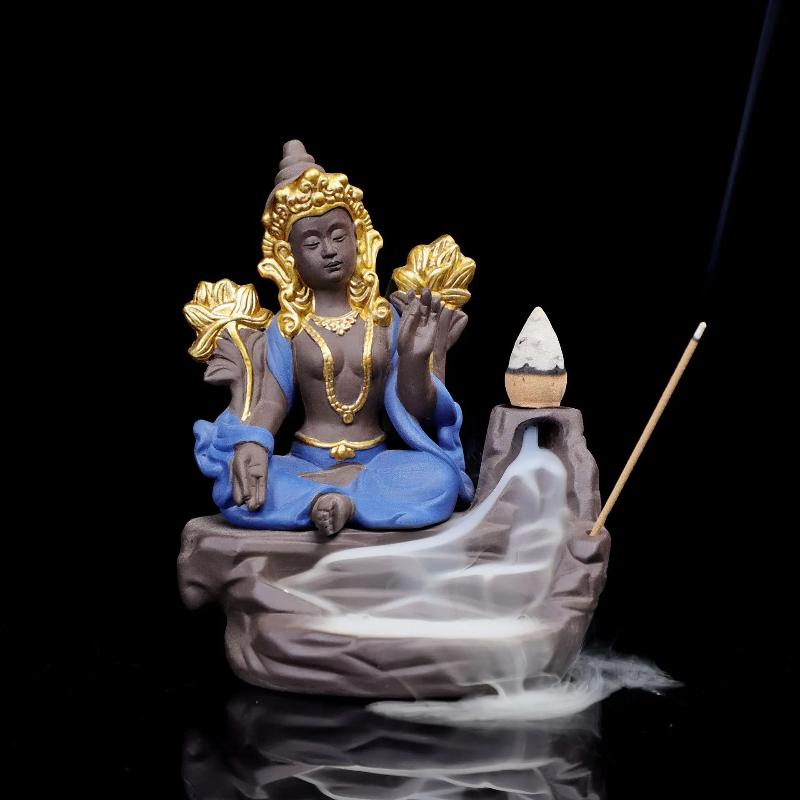 

1Pc, Purple Clay Handiwork The Statue Of Sakyamuni In India Backflow Incense Burner Incense Stick Holder (Without Incense)