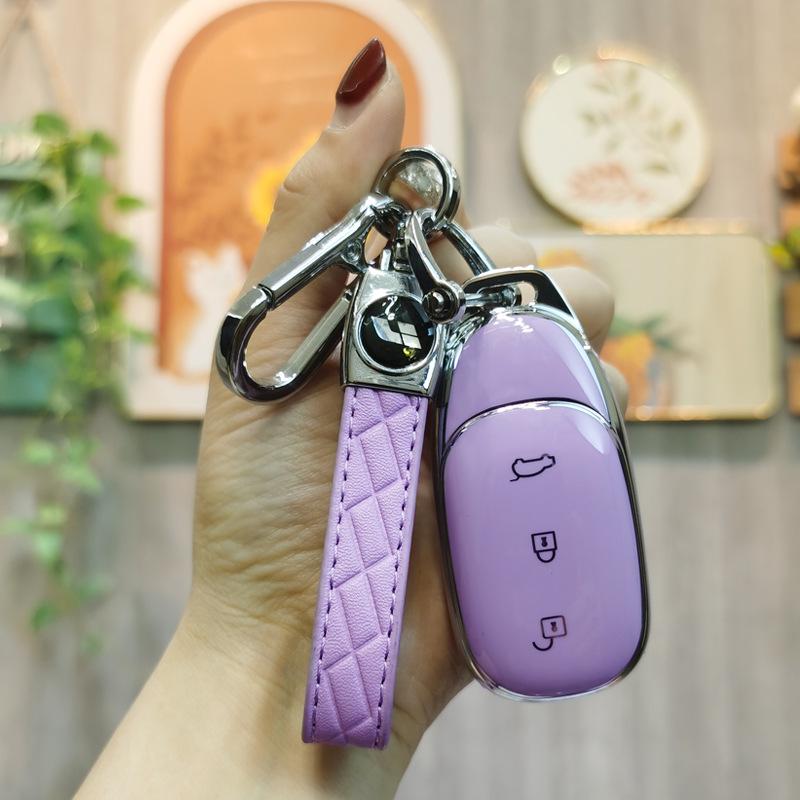 Unisex High-End Key Case: Custom L9 Car Remote Control Protective Shell with Keychain
