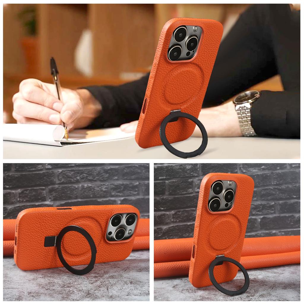 Чехол для телефона с магнитной подставкой-кольцом для iPhone 16 Pro Max 16e 15 13 14 12 11pro, крышка, чехол из натуральной кожи, чехлы с магнитной задней крышкой