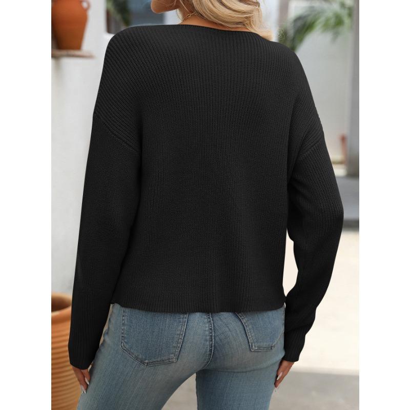 Dámská móda Ležérní jaro podzimní jednobarevné halenky a košile s dlouhým rukávem a výstřihem