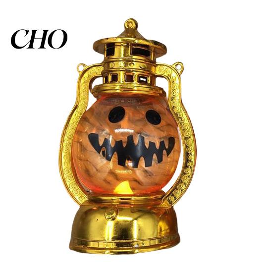 Small Size Pumpkin Lights Halloween Lantern Spooky Lamp with LED Candle Vintage Hanging Lanterns Decorative Light for Festive Party Porch Mantel