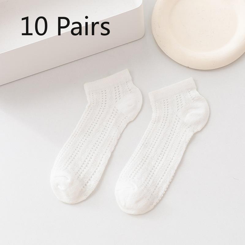 10 Pairs of Female Spring and Autumn Lace Mesh Hollow Mesh Breathable Crystal Silk Shallow Mouth Invisible Socks