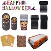 Happy Halloween Party Decoration Supplies Pumpkin Tablecover Straws Paper Plates