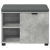 Hall Bench with Cushion Shelf and Door Concrete Grey 60 x 38 x 46 cm