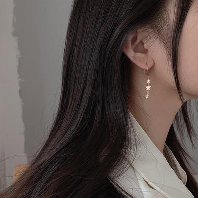 Pentagram Earrings Manufacturer Hair Japanese Sweet Temperament Personality Fashion Simple Size Star Fringed Earrings Women