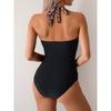 Swimsuit Women Splicing One-piece Deep V Hanging Neck Bikini Swimsuit