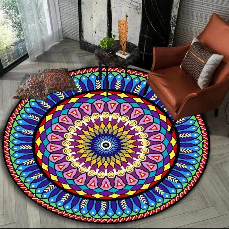 Bohemisk Mandala Rund Sovrum Nattduksbord Mat Korg Hängande Datorstol Golvmatta Meditation Yoga Mat decoracion