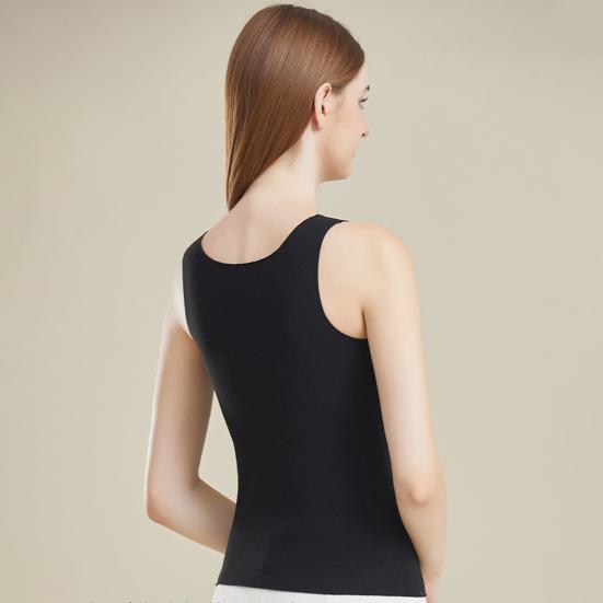 Women Sleeveless Thermal Tank Top with Built-in Bra Fleece Lined Warm Base Layer Tunic Camisole Undershirt for Cold Weather