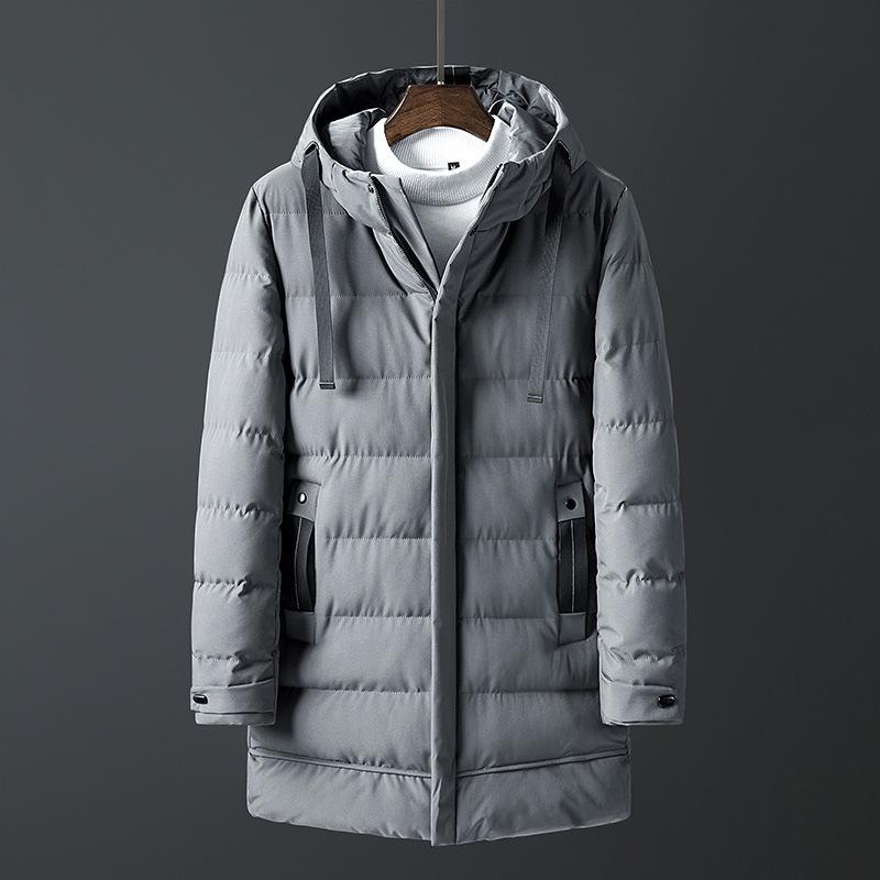 

Мужская зимняя молодежная хлопковая куртка средней длины, корейская версия, утолщенная теплая хлопковая куртка, верхняя одежда, мужская хлопковая куртка 5XL серый