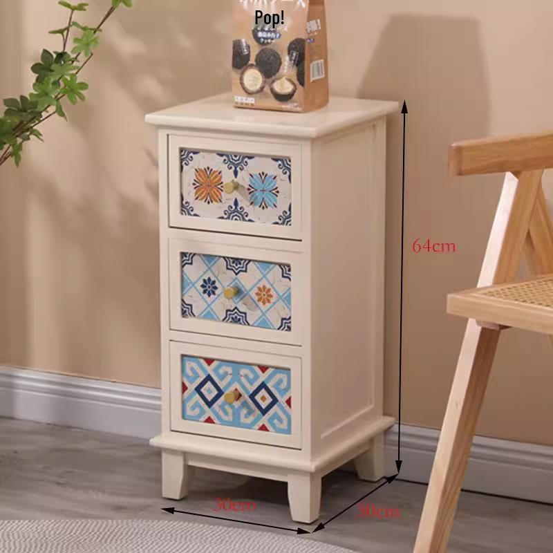 American Solid Wood Narrow Five-Drawer Sideboard and Bedside Cabinet