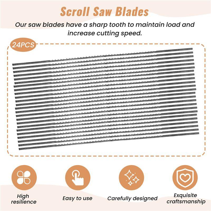ABWR-Scroll Saw Blades Plain End 5 Inch 24PCS 12 TPI Regular Tooth For Woodworking DIY