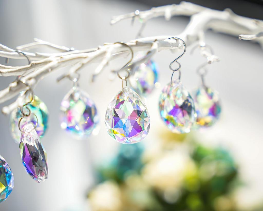 10pcs 38mm Sun Catcher Crystal Teardrops Chandelier Parts, Chandelier Crystal Prisms Pendants with Hook for Hanging Crystals On Lamp, Window, Mot