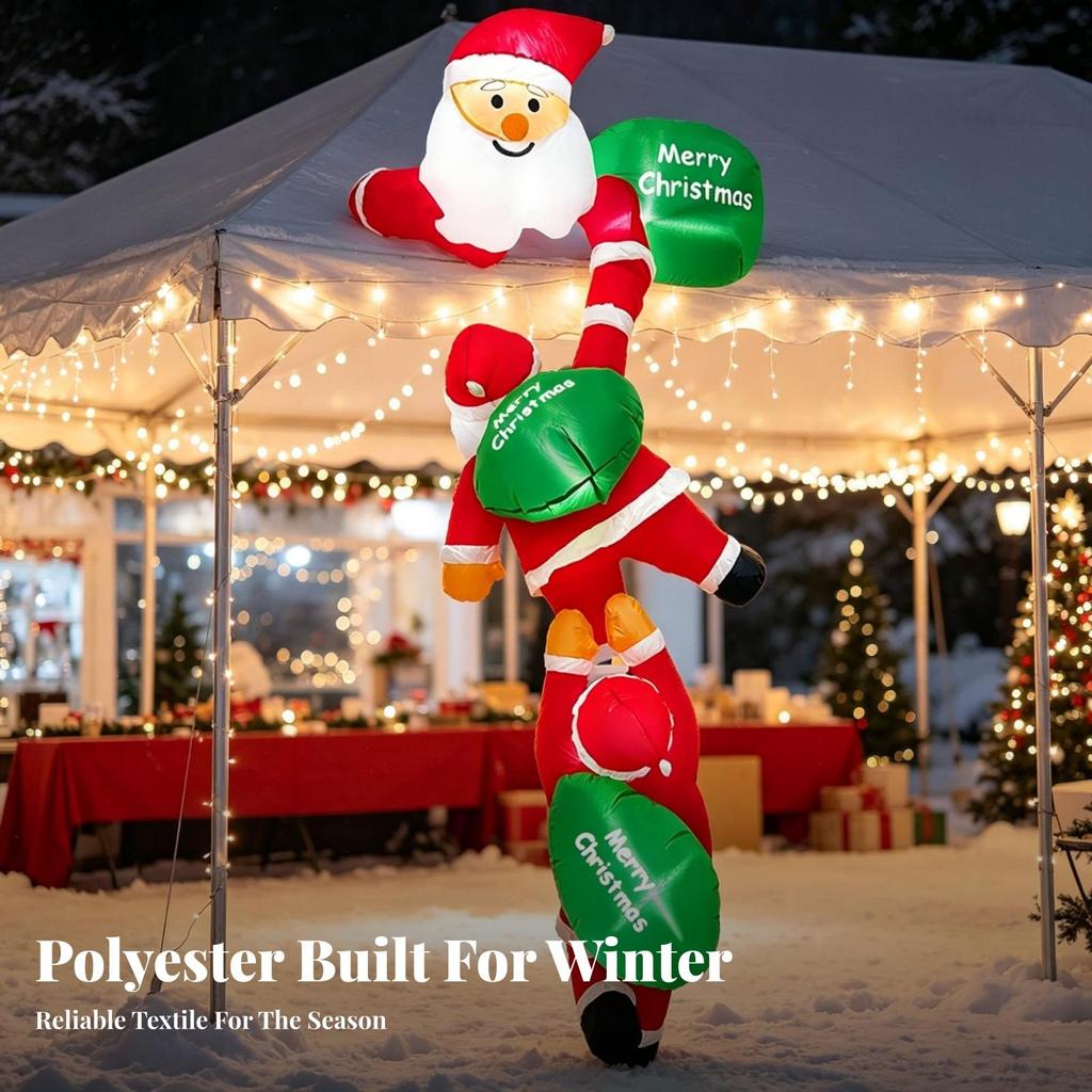 Christmas Inflatable Climbing Santa Festive, with Gift Bag, for Yard
