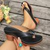 Fashion Women Sandals High Quality Summer Sandals Woman Solid Color Mid Heel High Heels Shoes Women Open Toe Flip Flops Sandals Female
