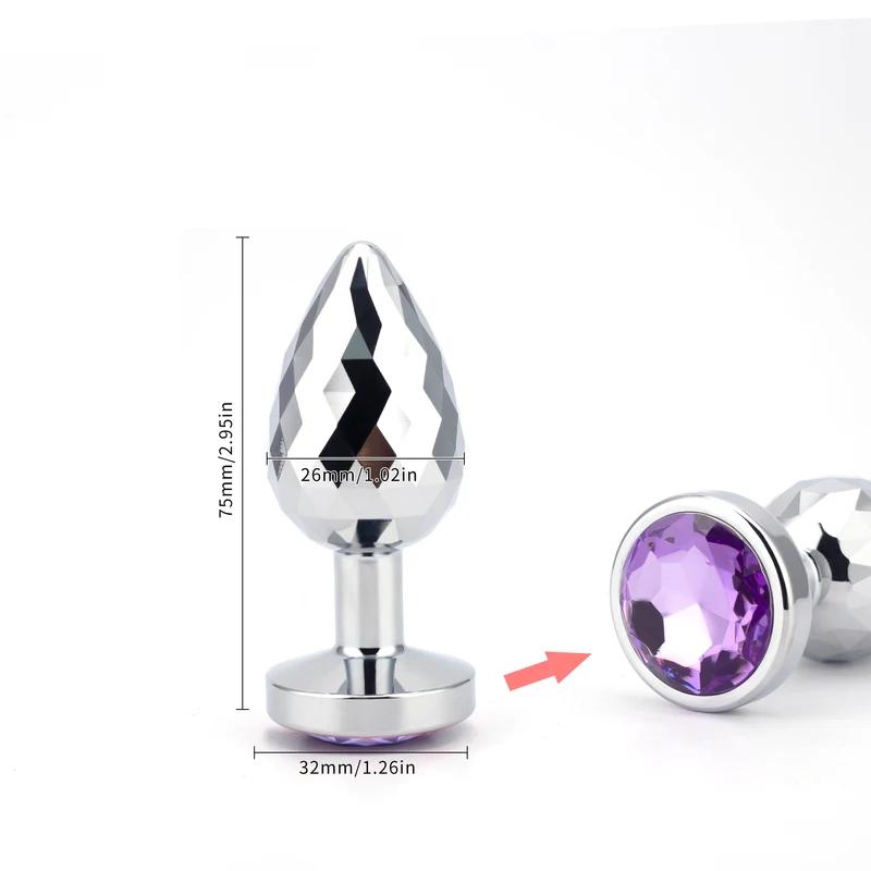New Couples Small Anal Plug Round Shaped Crystal Metal Butt Plug Stimulator Prostate Massager Anus Sex Toys For Women and Men