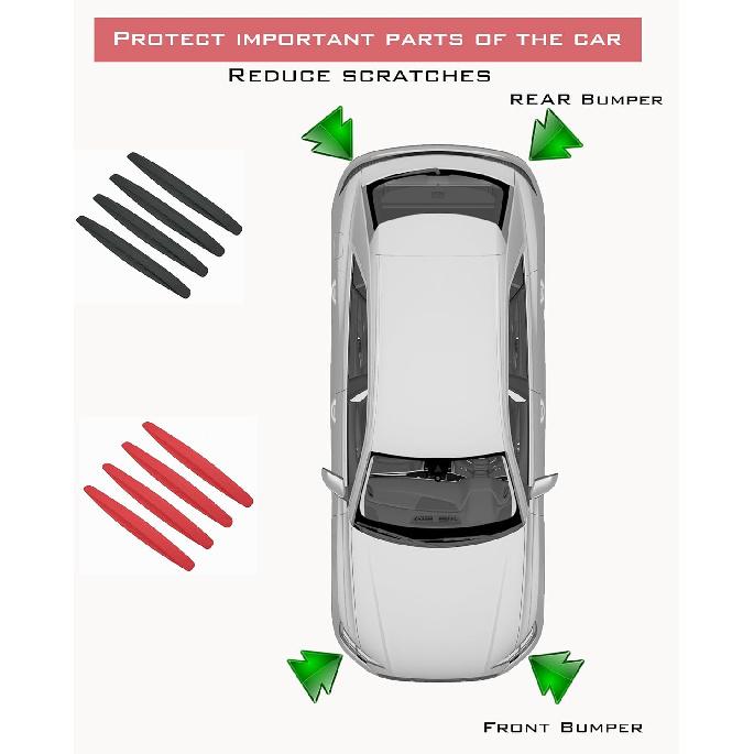 4 Pack Car Bumper Guard, Universal Rubber Protector For SUV - Front/Rear Anti Collision & Scratch Guard Strip (Black)