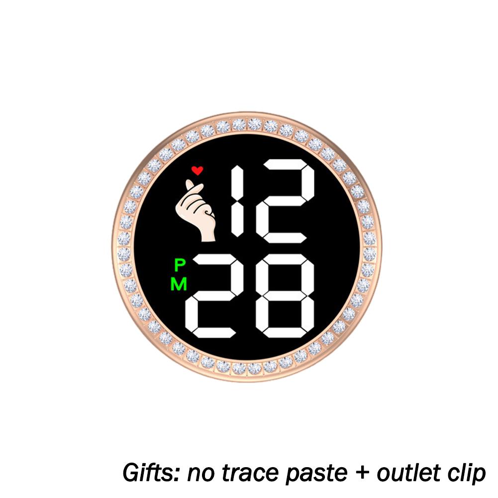 Round Touch Screen Digital Clock Car Stick-On Digital Watch Quartz Clock Auto Dashboard Ornament Automotive Electronic Clocks 06