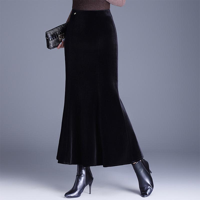 Eleganter High Waist Gold Samt Meerjungfrauenrock