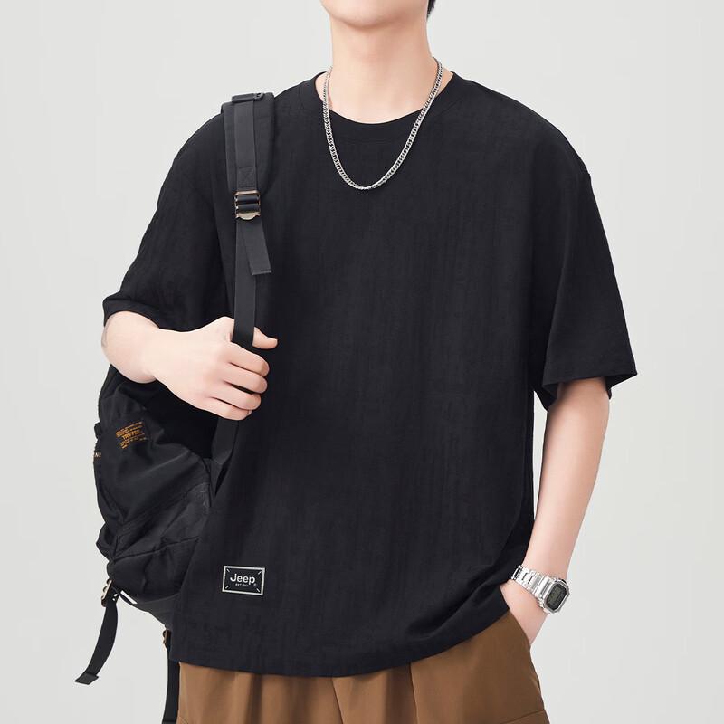 Jeep Men's Loose Fit Breathable Round Neck Short Sleeve T-Shirt
