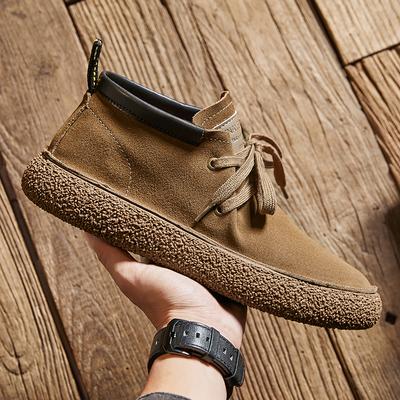 Mode Suède Leer Veterschoenen Heren Casual Schoenen Modeontwerper Enkellaarsjes Ronde Neus Heren Motorlaarzen Veelzijdig Vrije Tijd Wandelschoenen Botas